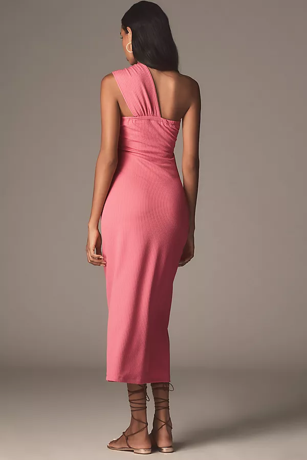 Anthropologie Porridge Antonia Twist-Front Ribbed Maxi Dress Pink