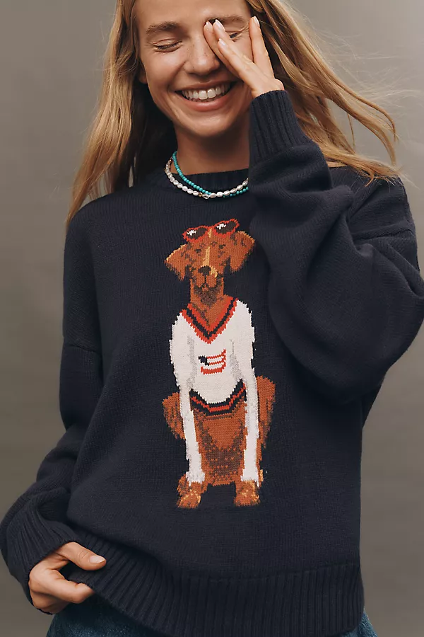 anthropologie Porridge Jolene Pullover Sweater Americana Dog