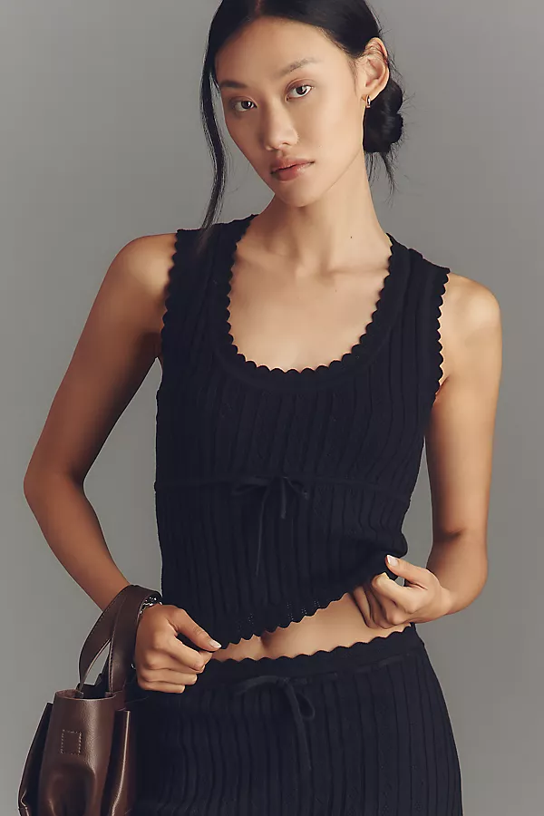 anthropologie Reformation Erin Cotton Sweater Tank Top Black