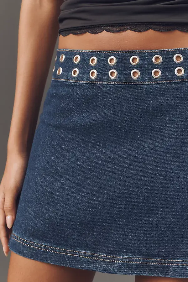 Anthropologie Reformation Jaylene Grommet Mid-Rise Mini Skirt Flinders Grommets