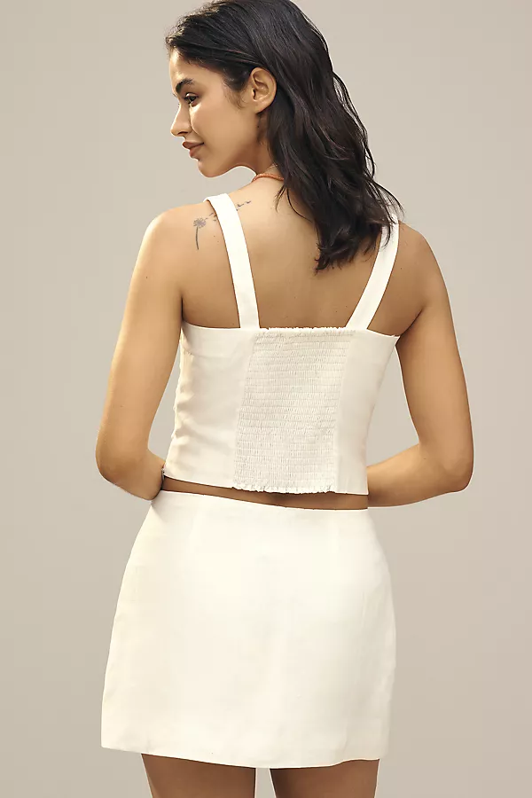 Anthropologie Reformation Ren Linen Mini Skirt White