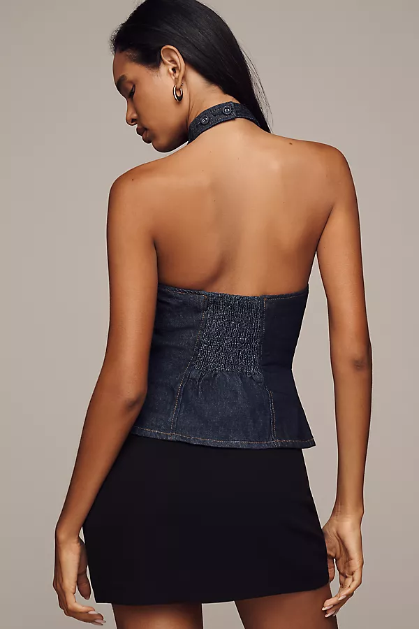 Anthropologie Reformation Tate Denim Top Denim Medium Blue