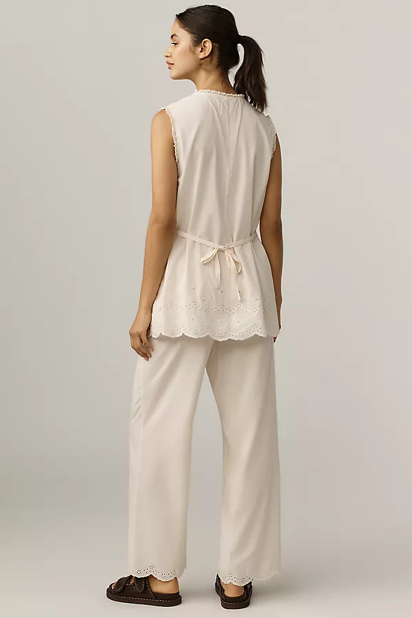 Anthropologie Reformation Willa Scalloped Button-Front Top Cream