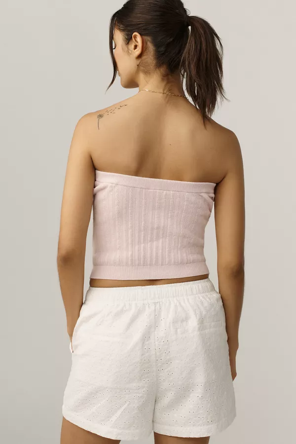 Anthropologie Reformation Zazie Cotton-Blend Strapless Sweater Tube Top Cherry Blossom