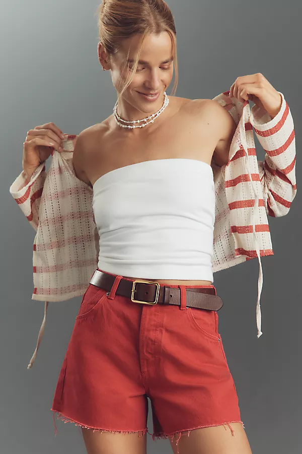 Anthropologie Rolla's Original Cotton Denim Shorts Red