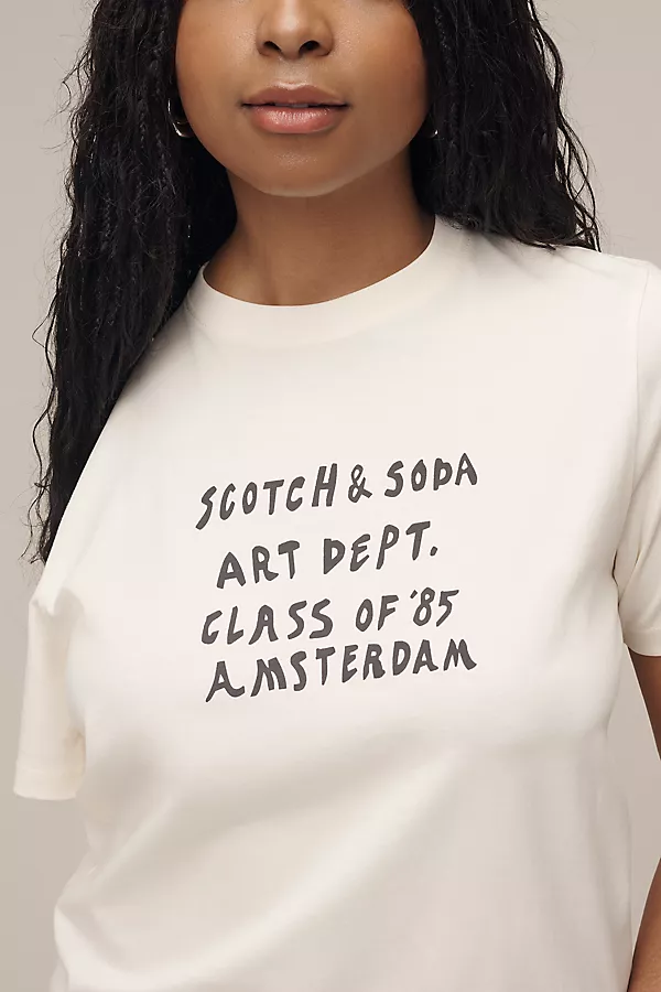 Anthropologie Scotch & Soda Cotton Graphic Tee Eggnog