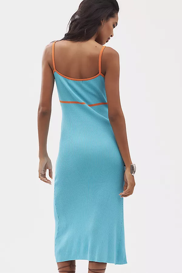 Anthropologie Siempre Knit Contrast Midi Dress Blue