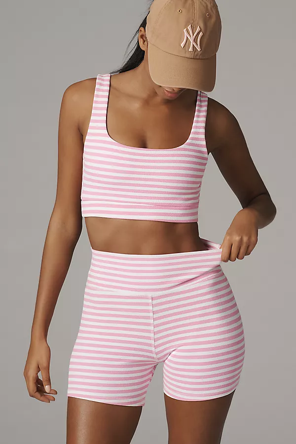 anthropologie STRUT THIS Sparrow High-Rise Biker Shorts Pink Stripes anthropologie STRUT THIS Sparrow High-Rise Biker Shorts Pink Stripes