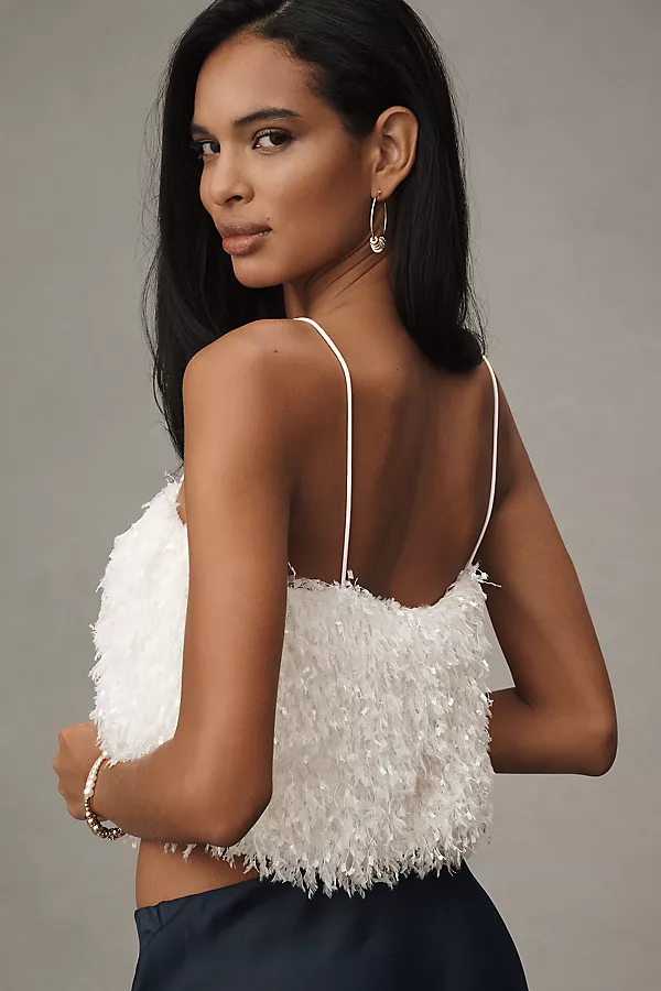 Anthropologie Sunday In Brooklyn Cami Feathered Tank Top Ivory