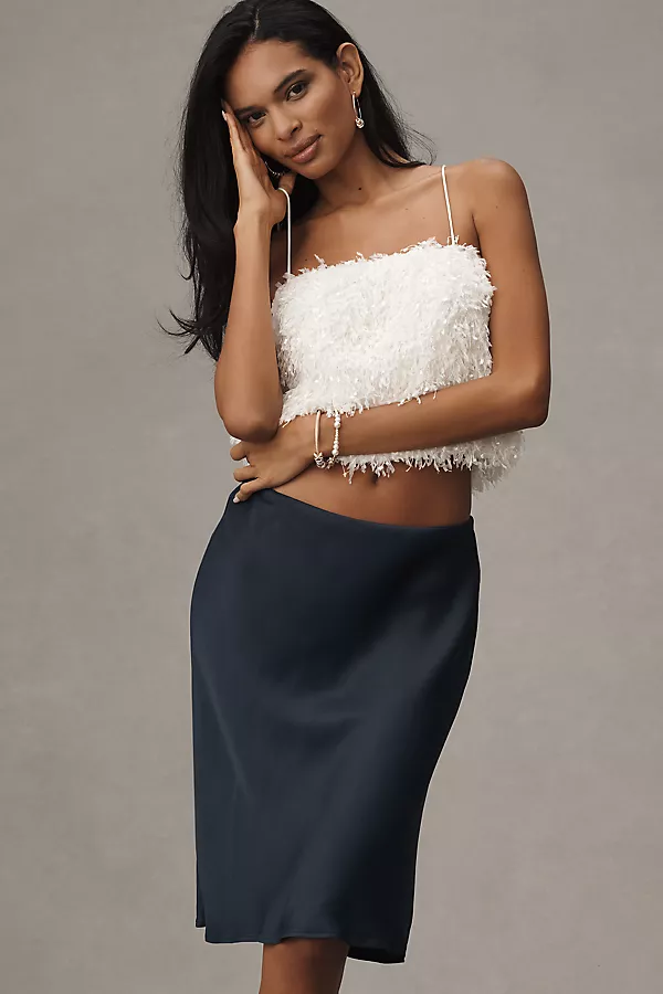 Anthropologie Sunday In Brooklyn Cami Feathered Tank Top Ivory