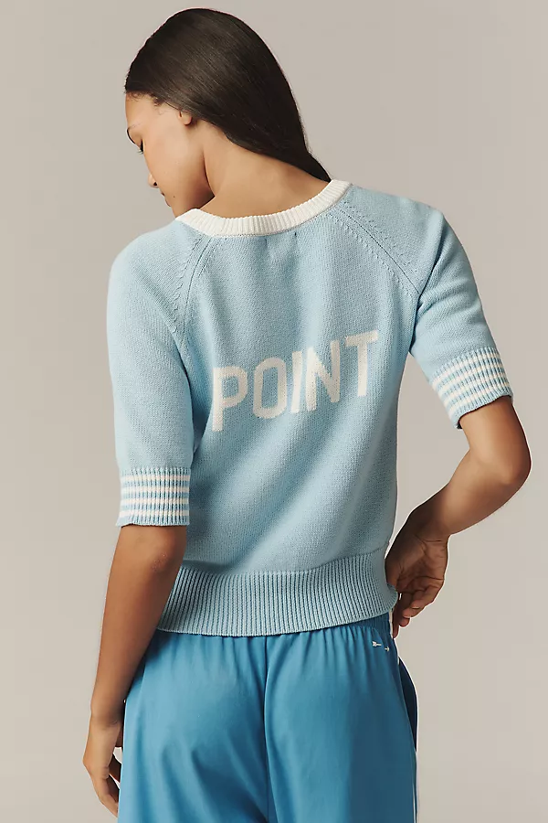 Anthropologie Sundry Half-Sleeve Match Sweater Chambray Blue