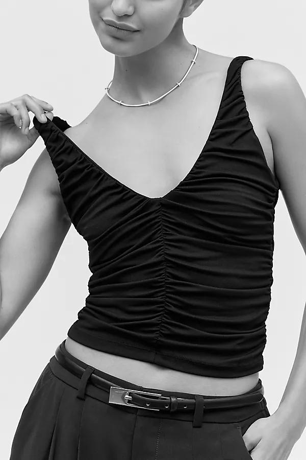 anthropologie Susana Monaco Gathered Front Tank Black