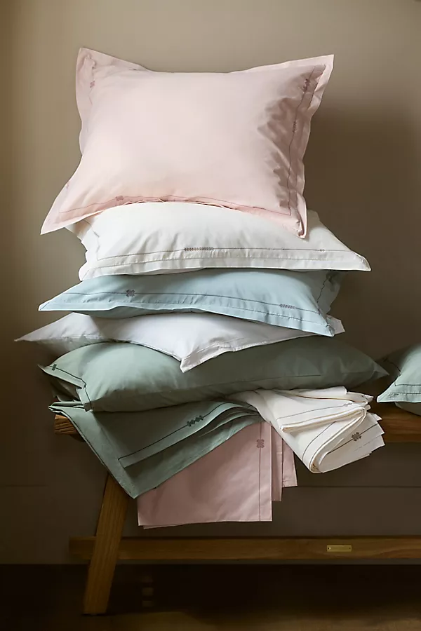 Anthropologie Taylor Organic Cotton Percale Embroidered Sheet Set​ White
