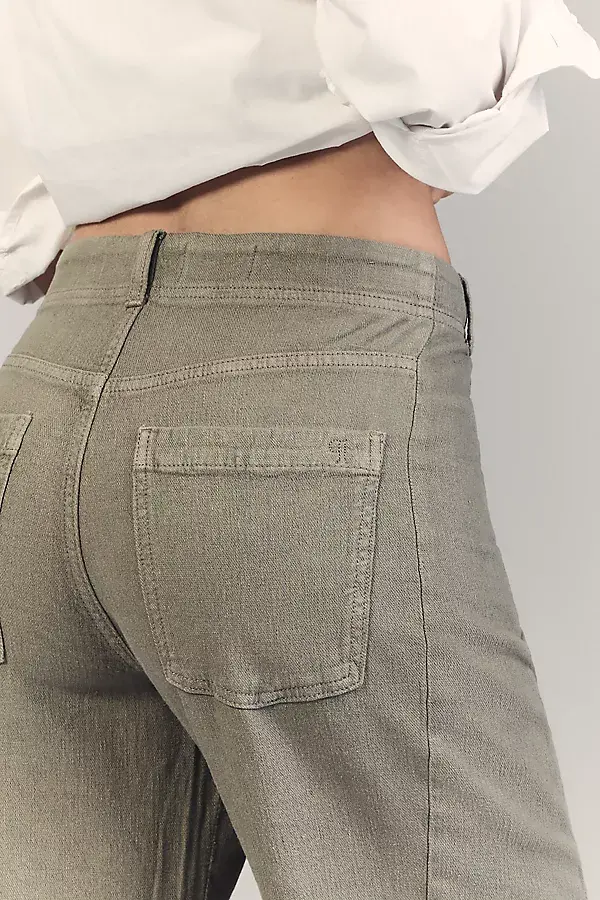 Anthropologie The Adi Linen Mid-Rise Flare Pants By Pilcro MERMAID