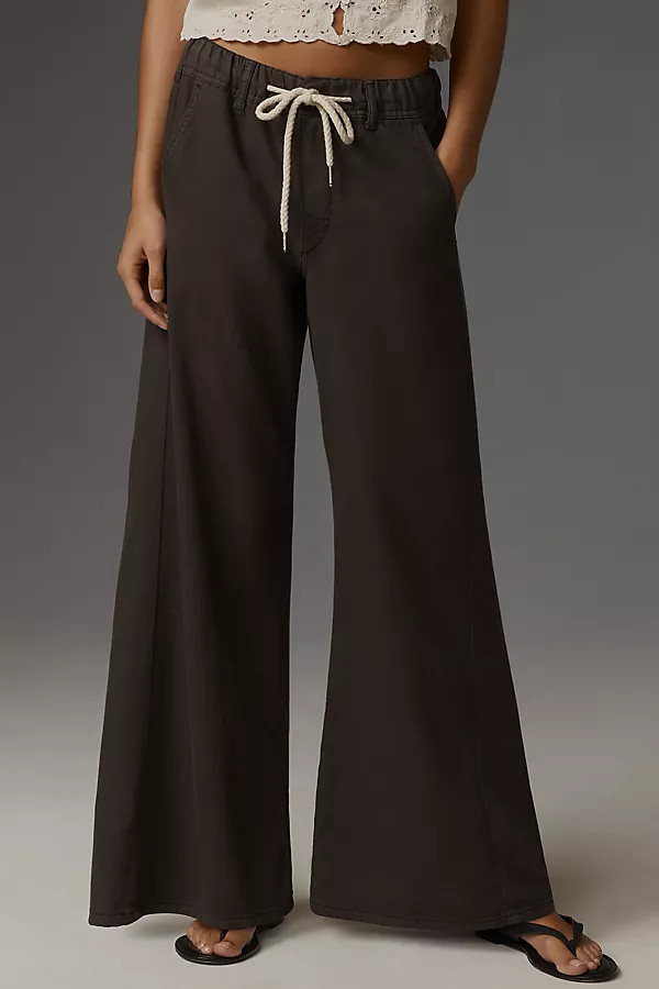 Anthropologie The Adi Pull-On Mid-Rise Flare Pants By Pilcro Black