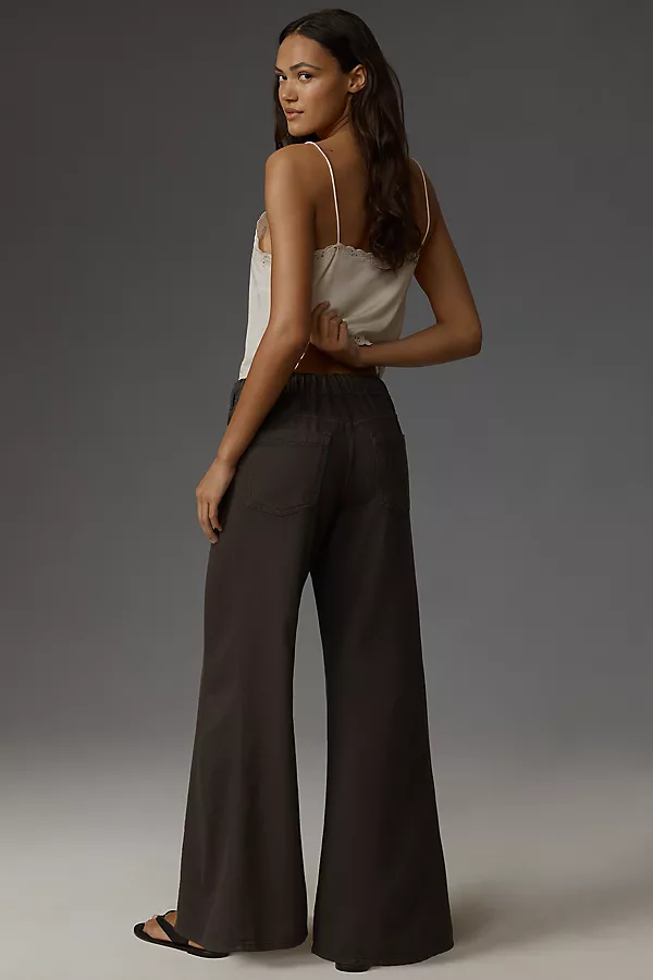 Anthropologie The Adi Pull-On Mid-Rise Flare Pants By Pilcro Black