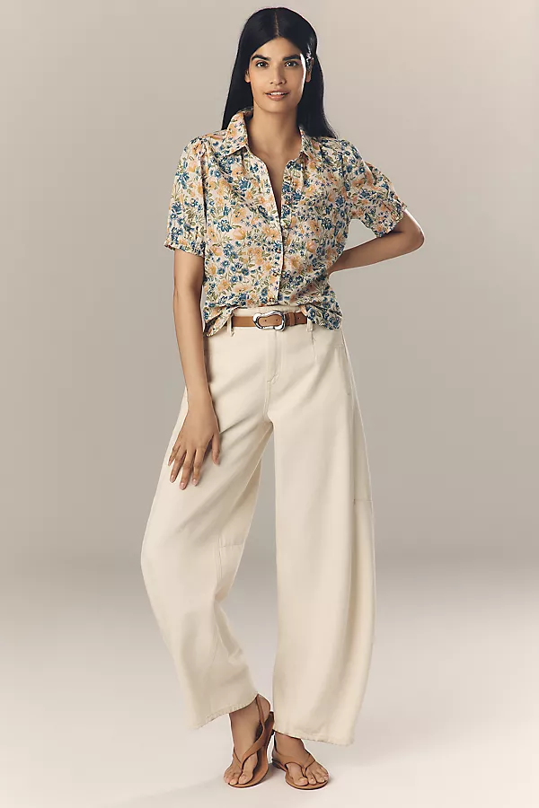 Anthropologie The Aly Puff-Sleeve Blouse By Pilcro Ivory