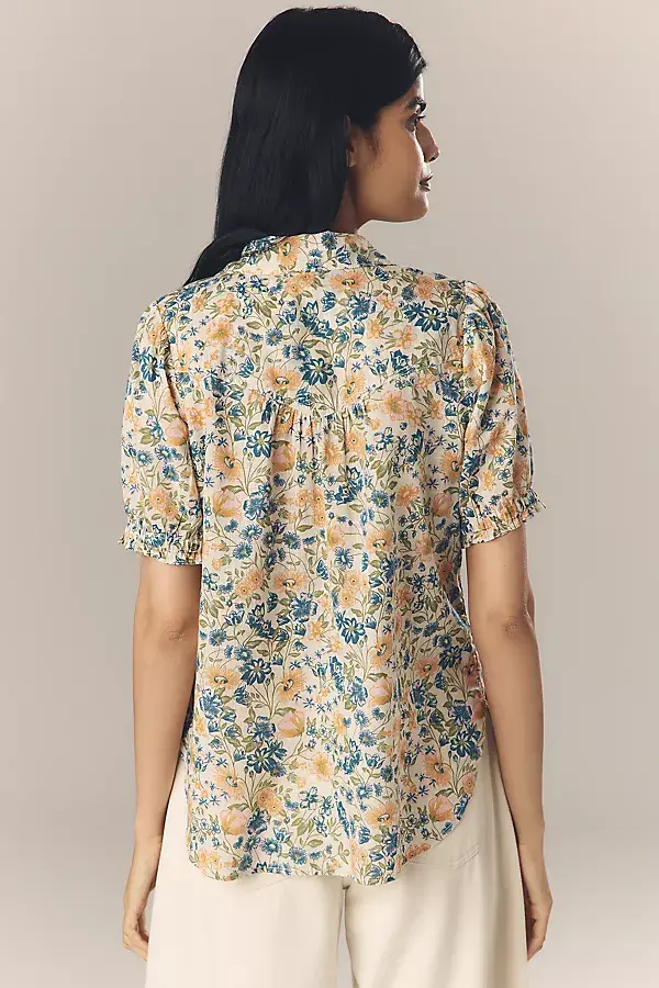 Anthropologie The Aly Puff-Sleeve Blouse By Pilcro Ivory