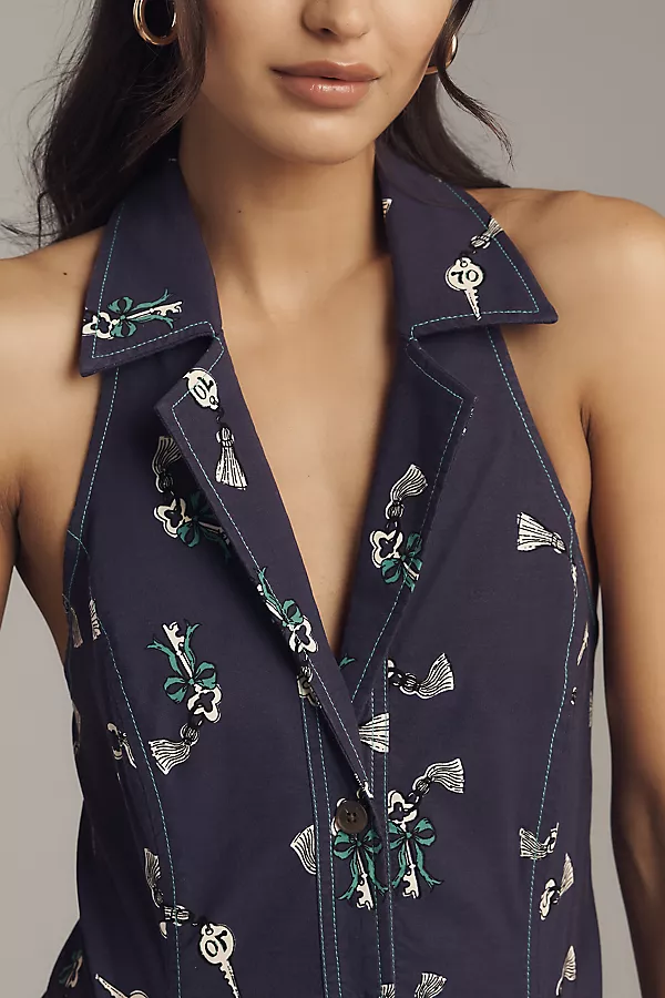 Anthropologie The Amelia Collared Mini Dress By Maeve Navy