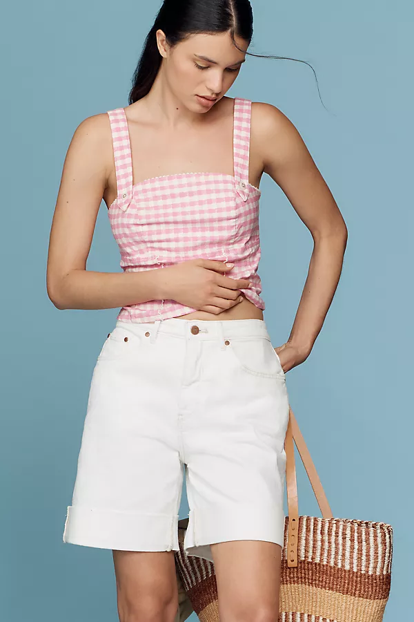 anthropologie The Austyn High-Rise Cuffed Jean Shorts by Pilcro Ivory