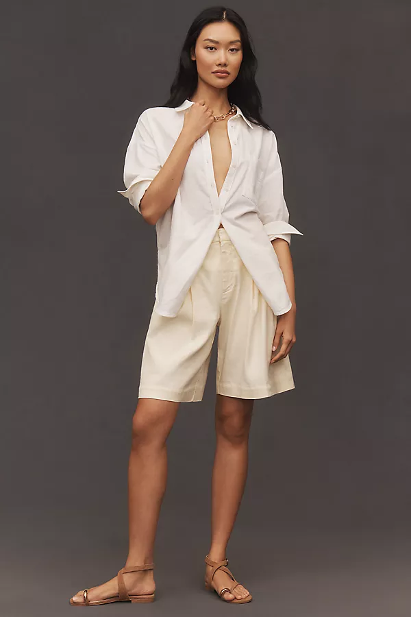 Anthropologie The Bennet Buttondown Shirt By Maeve: Linen Edition Ivory