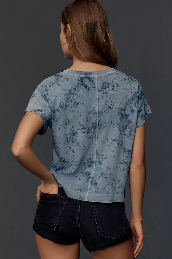 Anthropologie The Billy Regenerative Cotton Short-Sleeve Crew-Neck Tee By Pilcro Blue Pattern