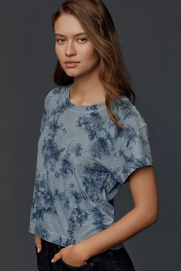 Anthropologie The Billy Regenerative Cotton Short-Sleeve Crew-Neck Tee By Pilcro Blue Pattern