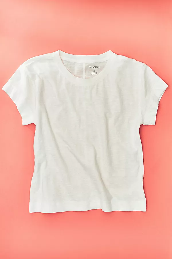 Anthropologie The Billy Regenerative Cotton Short-Sleeve Crew-Neck Tee By Pilcro Ivory