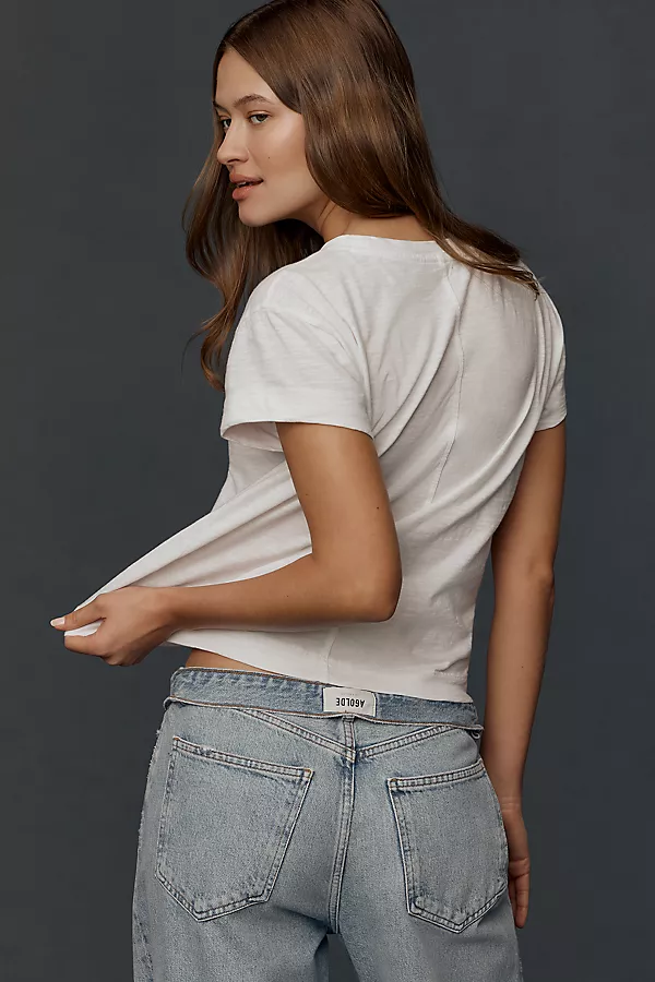 Anthropologie The Billy Regenerative Cotton Short-Sleeve Crew-Neck Tee By Pilcro Ivory