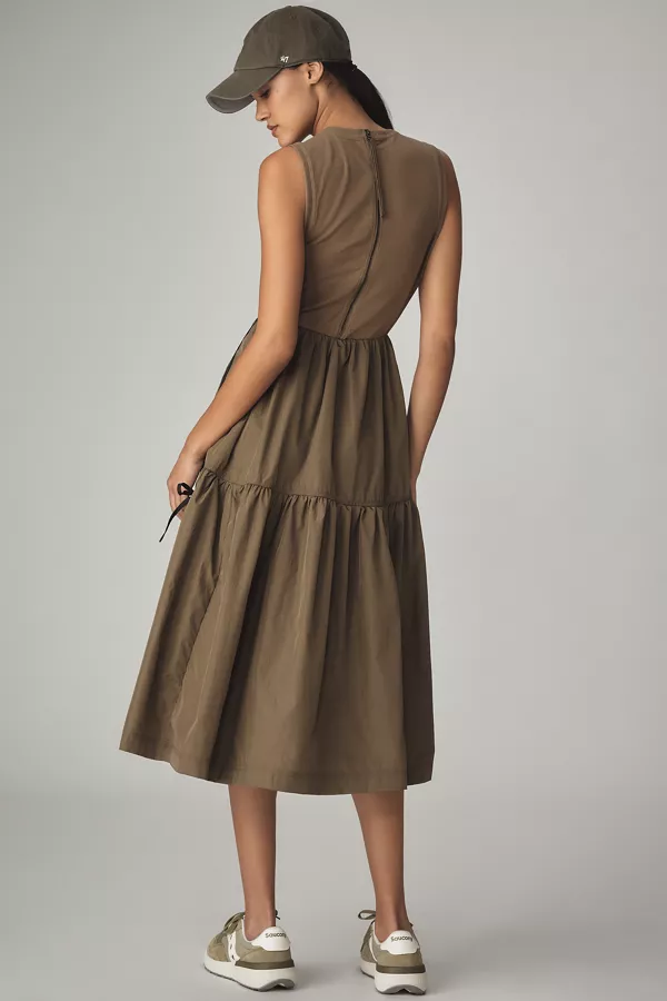 Anthropologie The Bowline Tiered Midi Dress By Daily Practice Green