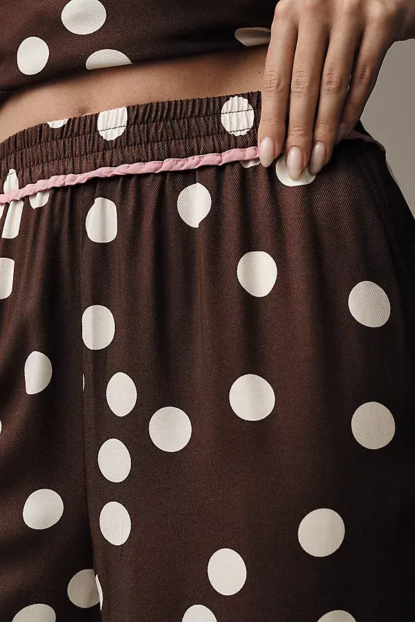 Anthropologie The Brooklin Printed Wide-Leg Pull-On Pants Brown Dot