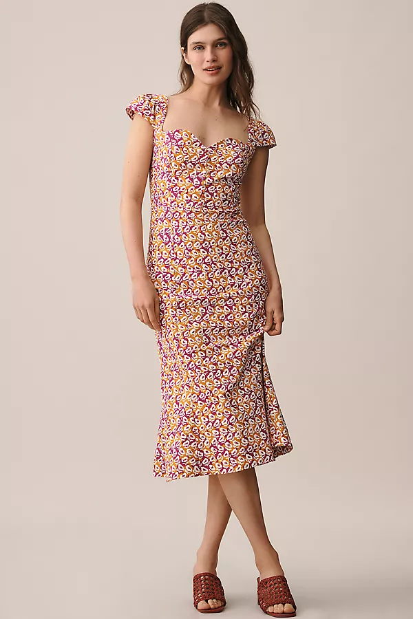 anthropologie The Cecily Fit & Flare Sweetheart Dress by Maeve Dark Purple