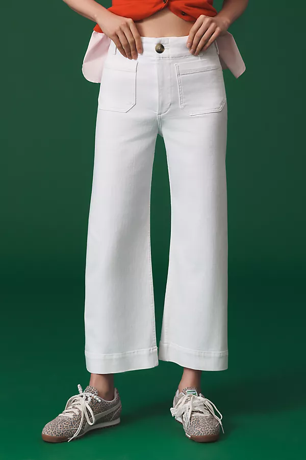 Anthropologie The Colette Crop Wide-Leg Jeans By Maeve WHITE
