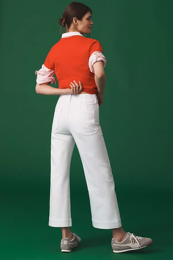 Anthropologie The Colette Crop Wide-Leg Jeans By Maeve WHITE