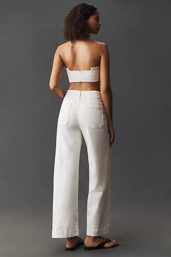 Anthropologie The Colette Full-Length Wide-Leg Jeans By Maeve Ivory Cream + Renoir Wash