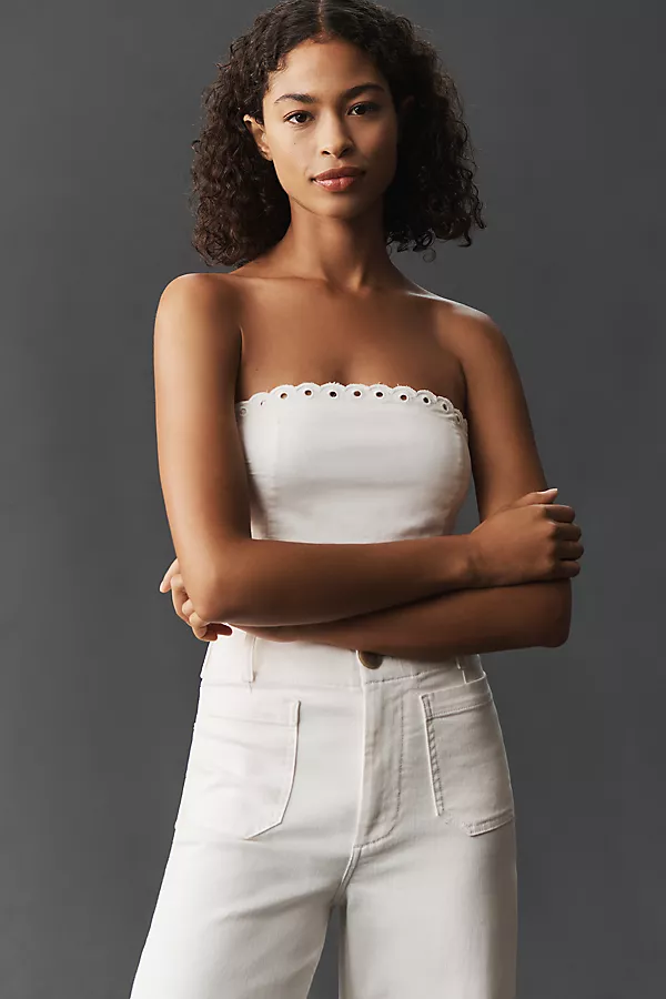 Anthropologie The Colette Full-Length Wide-Leg Jeans By Maeve Ivory Cream + Renoir Wash