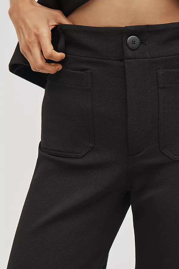 Anthropologie The Colette Knit Crop Wide-Leg Pants By Maeve Black Onyx