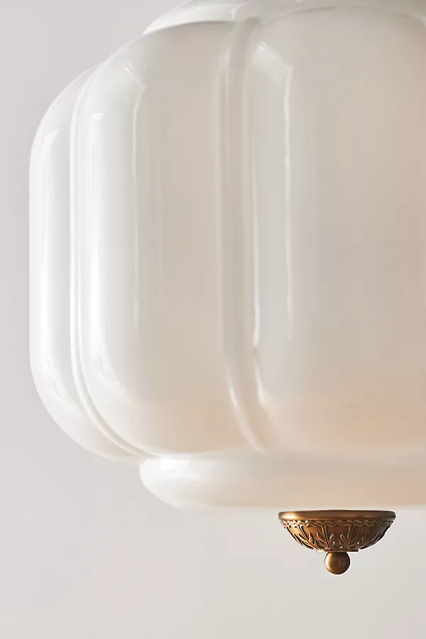 Anthropologie The Eloise Scallop Milk Glass Pendant Ceiling Light Cream