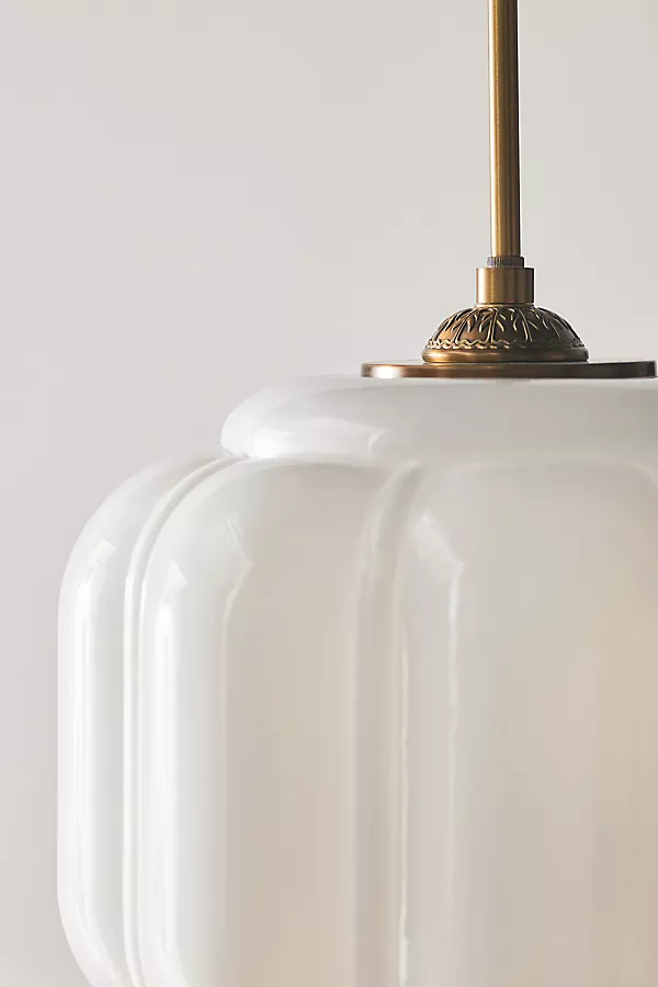 Anthropologie The Eloise Scallop Milk Glass Pendant Ceiling Light Cream