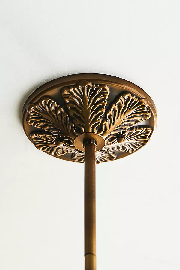 Anthropologie The Eloise Scallop Milk Glass Semi-Flush Mount Ceiling Light Green Glass / Brass