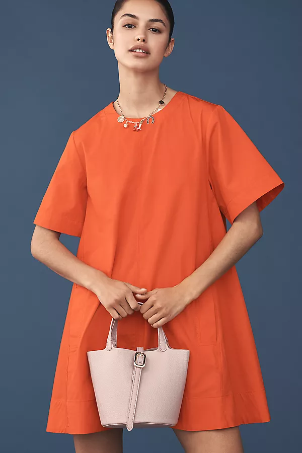 anthropologie The Emmy Short-Sleeve Swing Mini Dress by Maeve Grenadine