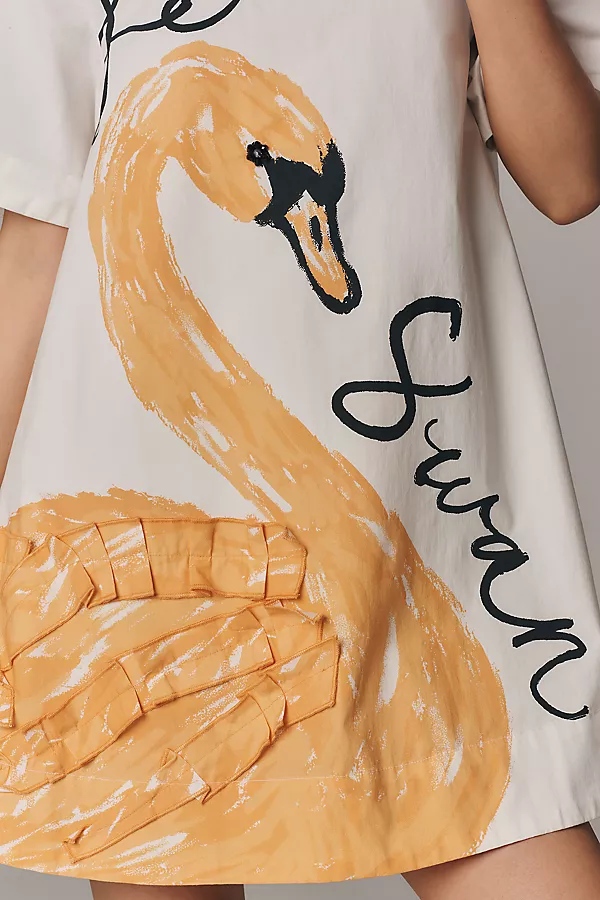 Anthropologie The Emmy Short-Sleeve Swing Mini Dress By Maeve Ivory Le Swan