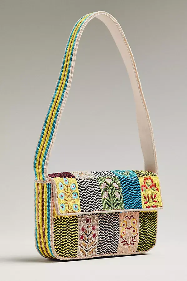 anthropologie The Fiona Beaded Bag: Floral Edition Garden Stamp