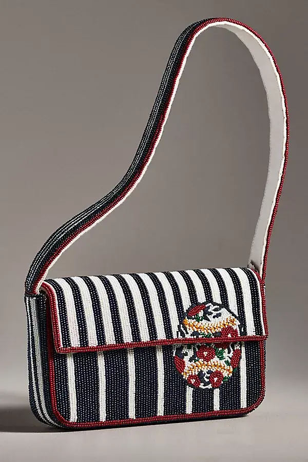 Anthropologie The Fiona Beaded Bag: Icon Edition Baseball