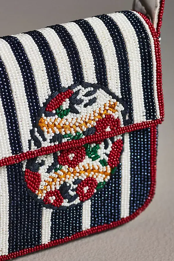 Anthropologie The Fiona Beaded Bag: Icon Edition Baseball