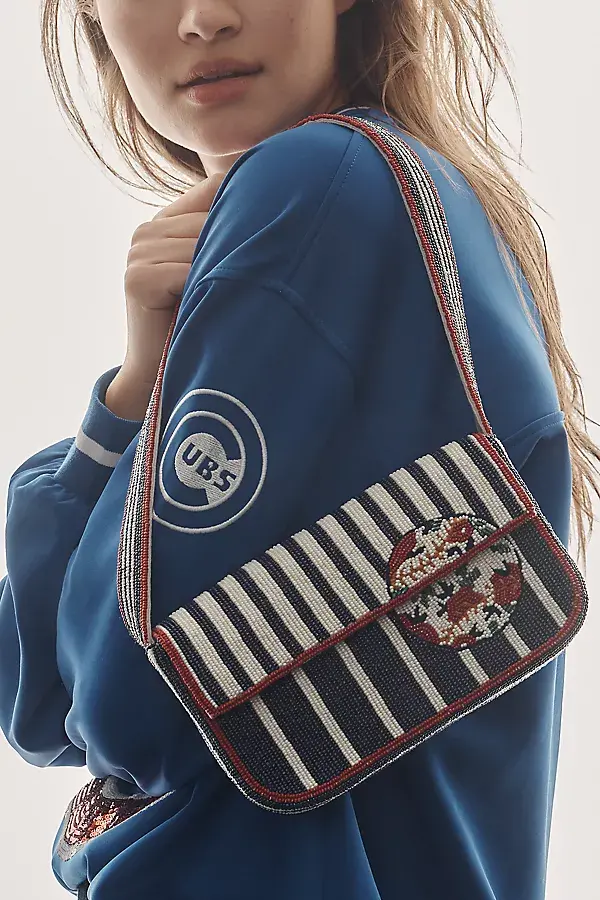anthropologie The Fiona Beaded Bag: Icon Edition Baseball