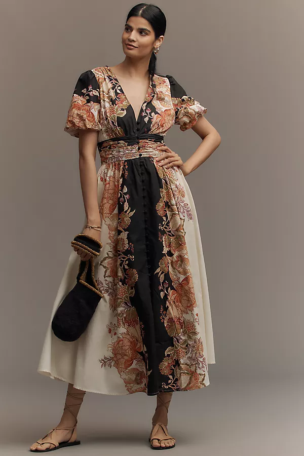 anthropologie The heynasreen Katerina Button-Front Dress Neutral