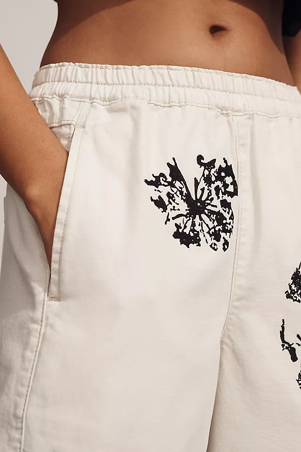 Anthropologie The Izzie Printed Pull-On Barrel Pants By Pilcro Gardenia