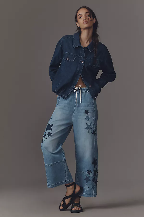 Anthropologie The Izzie Relaxed Pull-On Barrel Jeans By Pilcro Denim Light