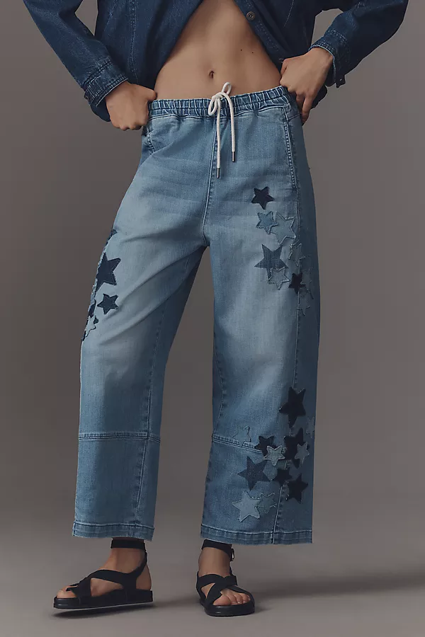 Anthropologie The Izzie Relaxed Pull-On Barrel Jeans By Pilcro Denim Light